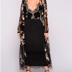 Black and gold lace duster